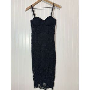 Trixxi Black Lace Bustier Midi Dress Juniors 5 Goth Fairy Grunge Y2K Party